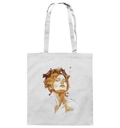 Kaffeemotiv Portrait mit Ginko - Baumwolltasche