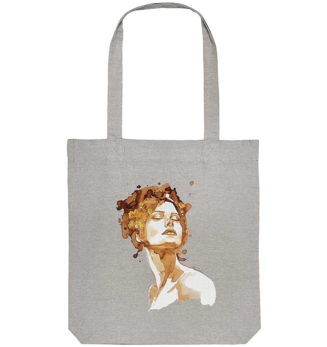 Kaffeemotiv Portrait mit Ginko - Organic Tote-Bag