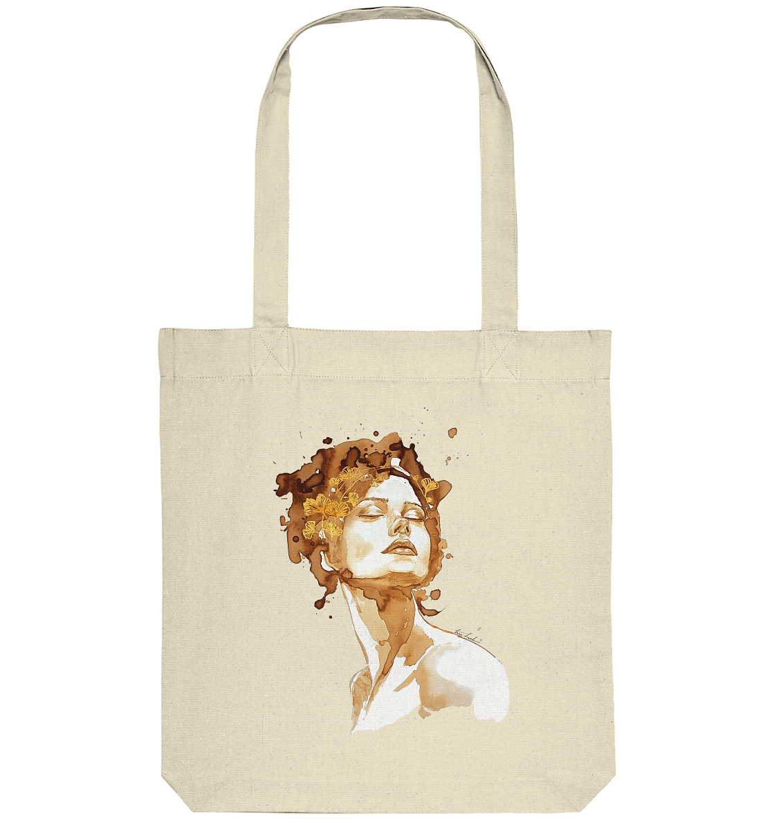 Kaffeemotiv Portrait mit Ginko - Organic Tote-Bag