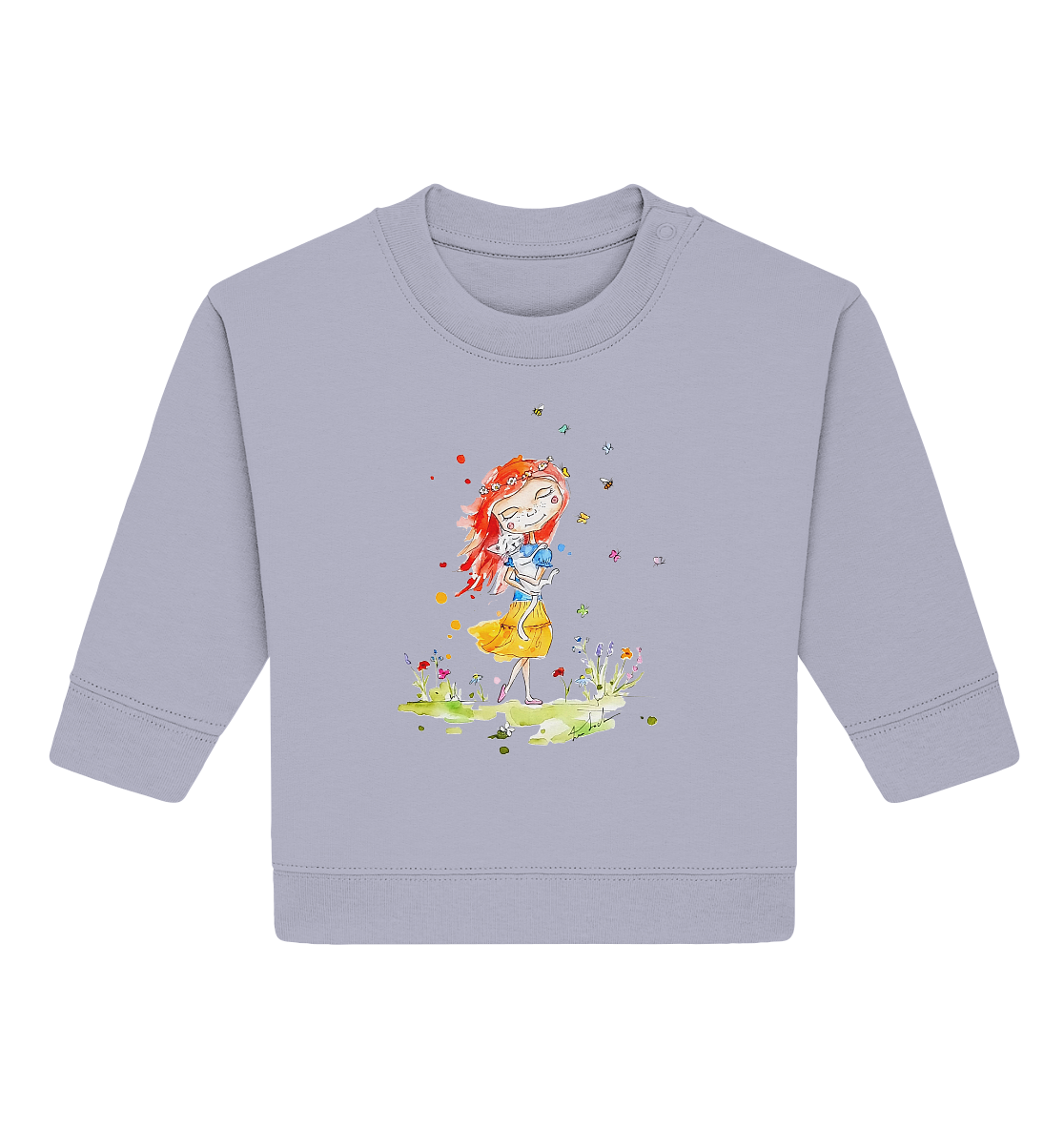 Sommerliches Mädchen mit Katze - Baby Organic Sweatshirt