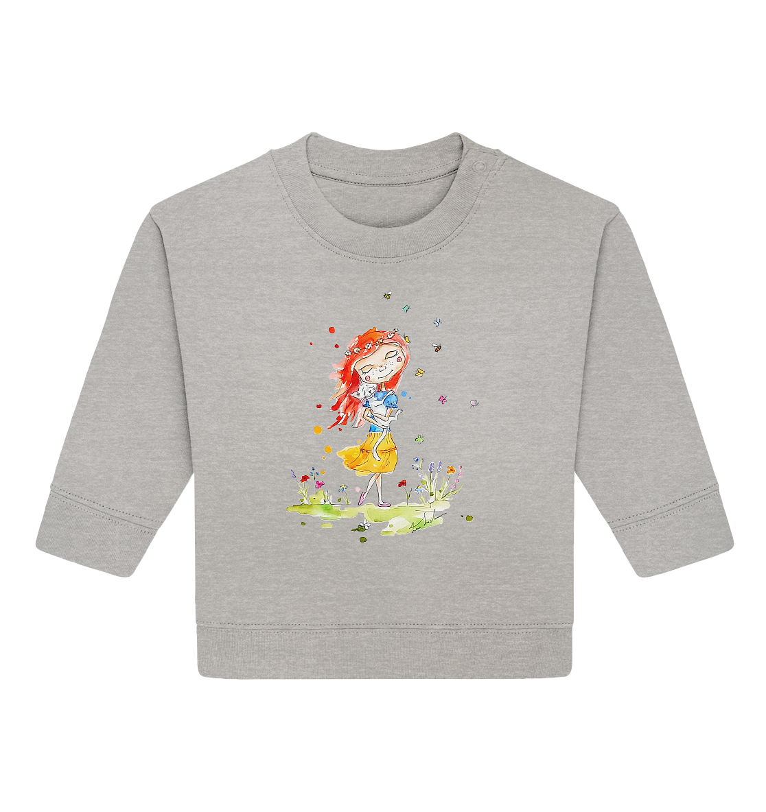 Sommerliches Mädchen mit Katze - Baby Organic Sweatshirt