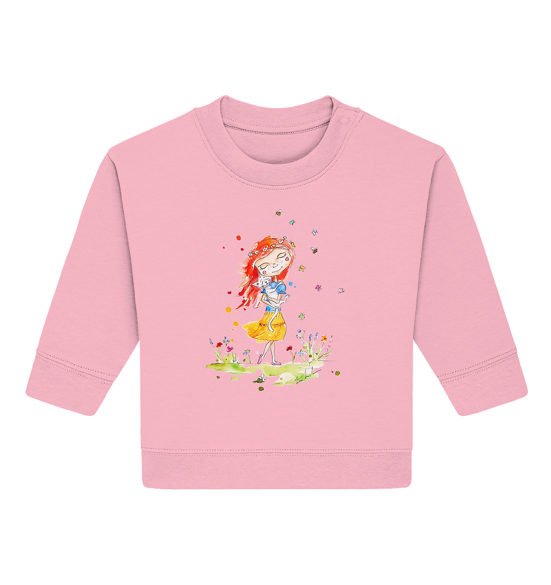 Sommerliches Mädchen mit Katze - Baby Organic Sweatshirt