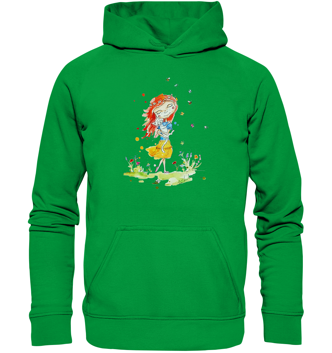 Sommerliches Mädchen mit Katze - Basic Unisex Hoodie