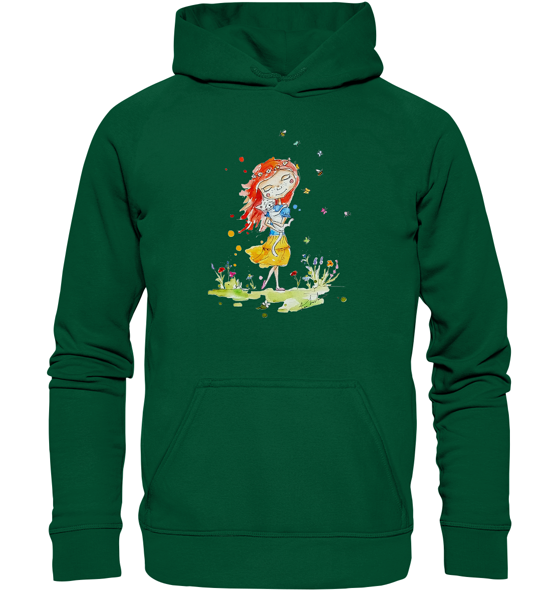 Sommerliches Mädchen mit Katze - Basic Unisex Hoodie