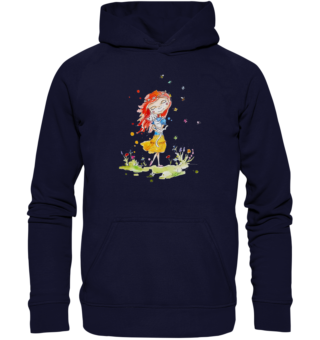 Sommerliches Mädchen mit Katze - Basic Unisex Hoodie