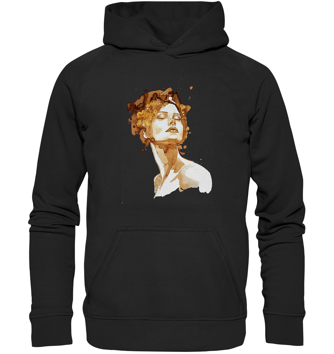 Kaffeemotiv Portrait mit Ginko - Basic Unisex Hoodie