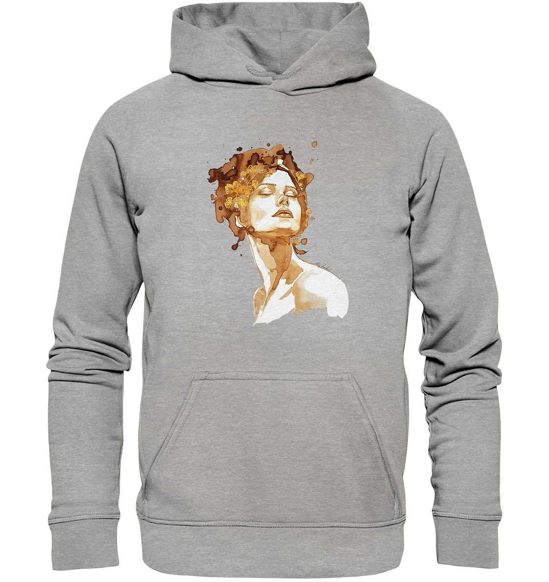 Kaffeemotiv Portrait mit Ginko - Basic Unisex Hoodie