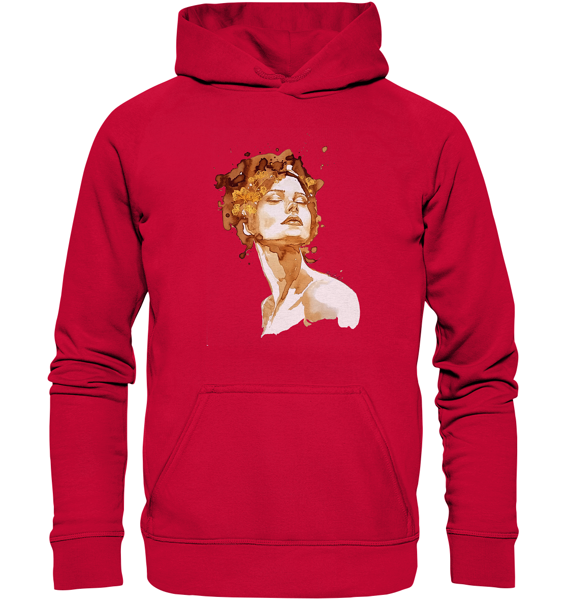 Kaffeemotiv Portrait mit Ginko - Basic Unisex Hoodie