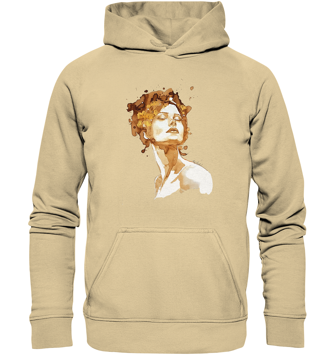 Kaffeemotiv Portrait mit Ginko - Basic Unisex Hoodie