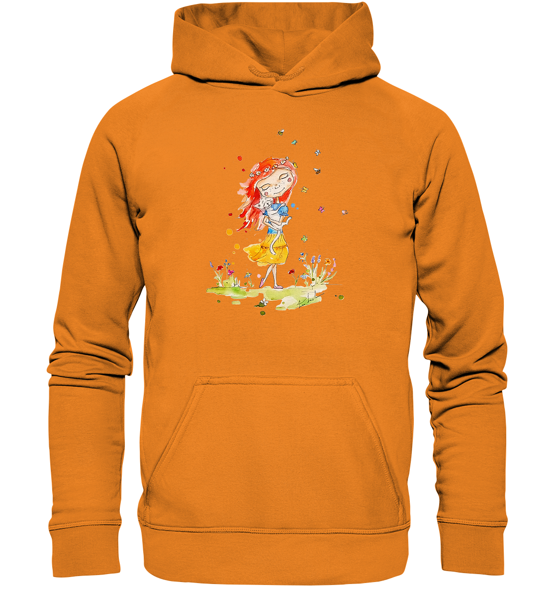 Sommerliches Mädchen mit Katze - Basic Unisex Hoodie