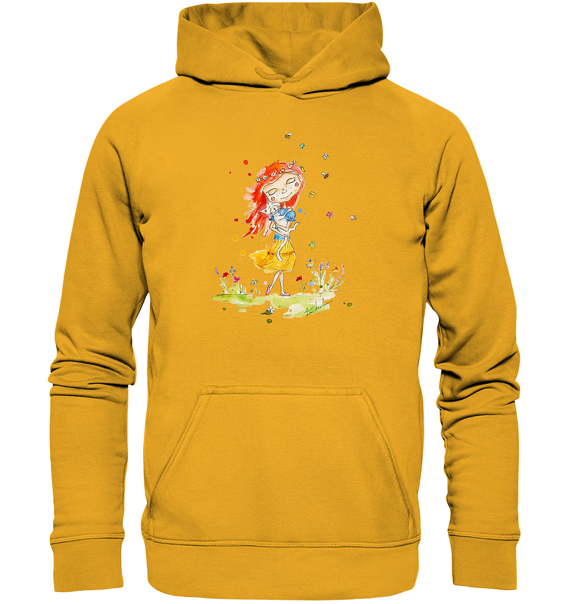 Sommerliches Mädchen mit Katze - Basic Unisex Hoodie