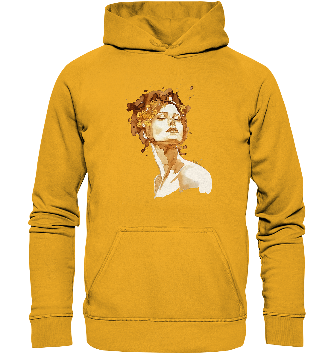 Kaffeemotiv Portrait mit Ginko - Basic Unisex Hoodie