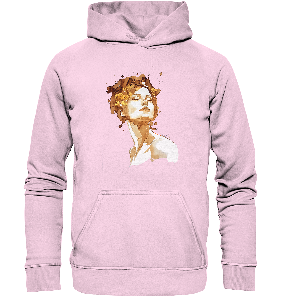 Kaffeemotiv Portrait mit Ginko - Basic Unisex Hoodie