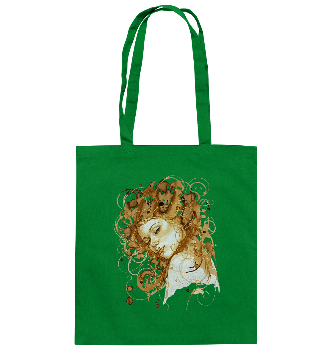 Kaffeemotiv Portrait mit goldenen Haaren - Baumwolltasche