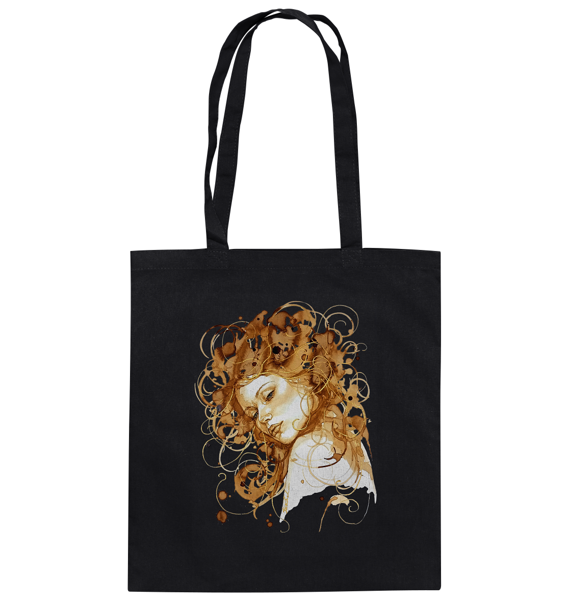 Kaffeemotiv Portrait mit goldenen Haaren - Baumwolltasche