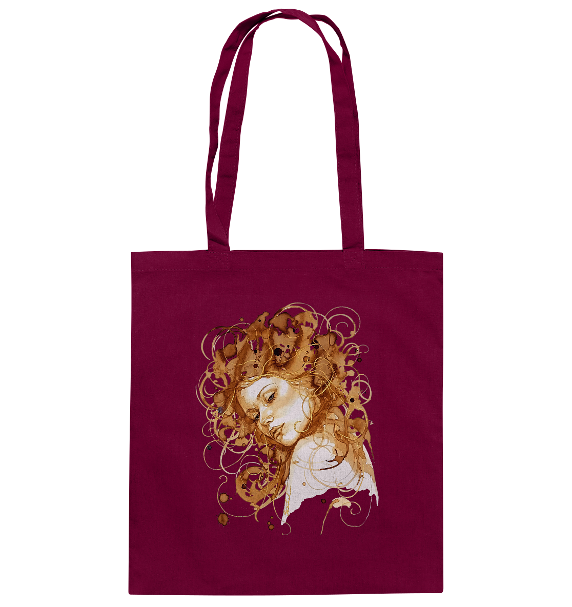 Kaffeemotiv Portrait mit goldenen Haaren - Baumwolltasche