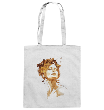 Kaffeemotiv Portrait mit Ginko - Baumwolltasche