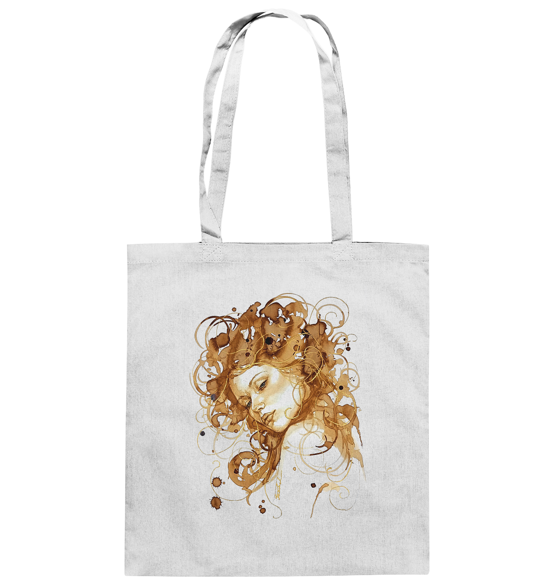 Kaffeemotiv Portrait mit goldenen Haaren - Baumwolltasche