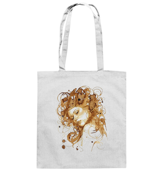 Kaffeemotiv Portrait mit goldenen Haaren - Baumwolltasche