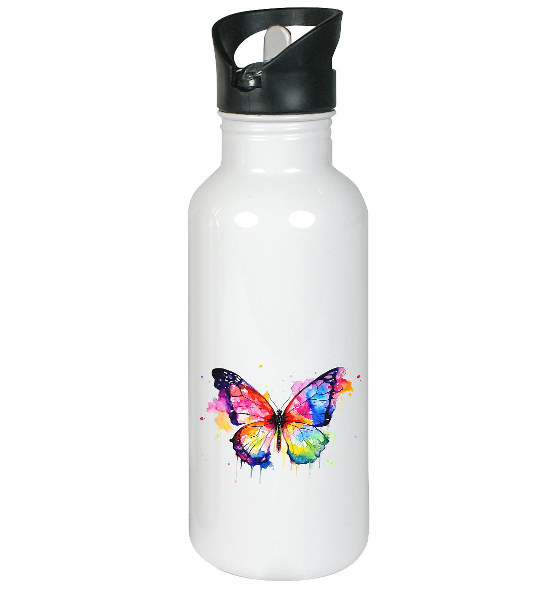 Motiv farbenfroher Schmetterling - Edelstahl-Trinkflasche