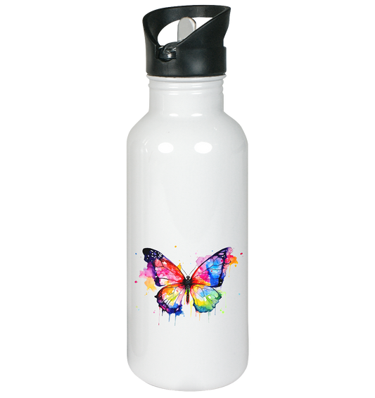 Motiv farbenfroher Schmetterling - Edelstahl-Trinkflasche