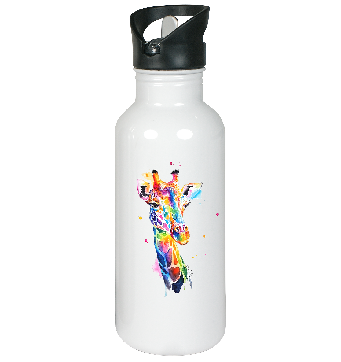 Motiv farbenfrohe Giraffe - Edelstahl-Trinkflasche