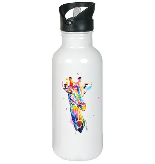 Motiv farbenfrohe Giraffe - Edelstahl-Trinkflasche