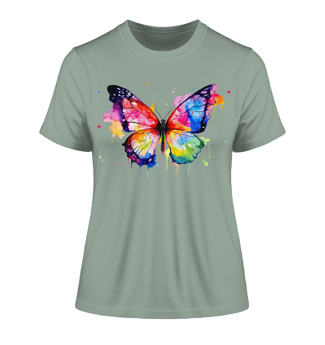 Motiv farbenfroher Schmetterling - Fitted Ladies Organic Shirt