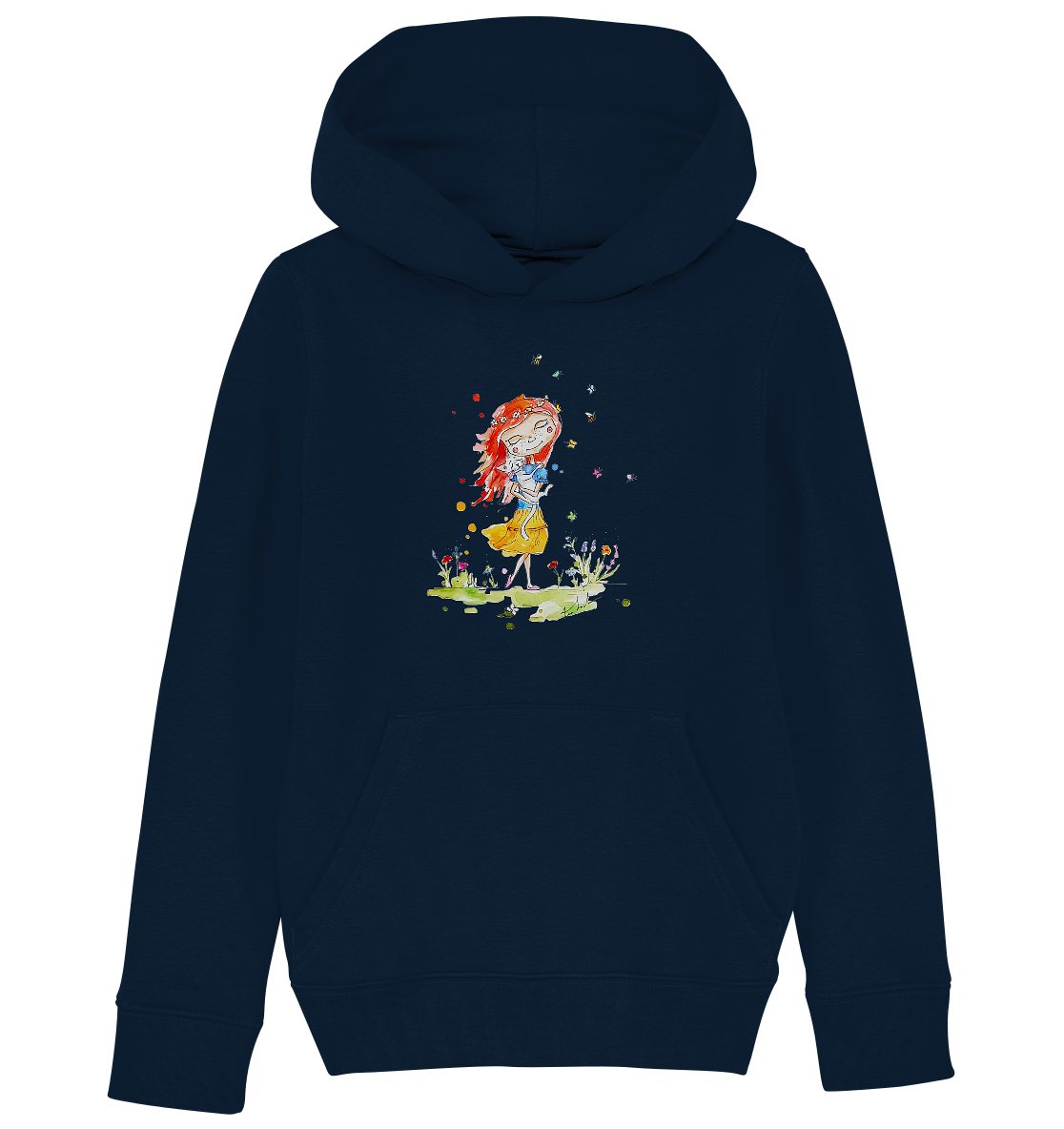 Sommerliches Mädchen mit Katze - Kids Organic Hoodie