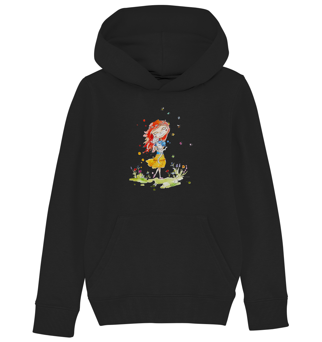 Sommerliches Mädchen mit Katze - Kids Organic Hoodie