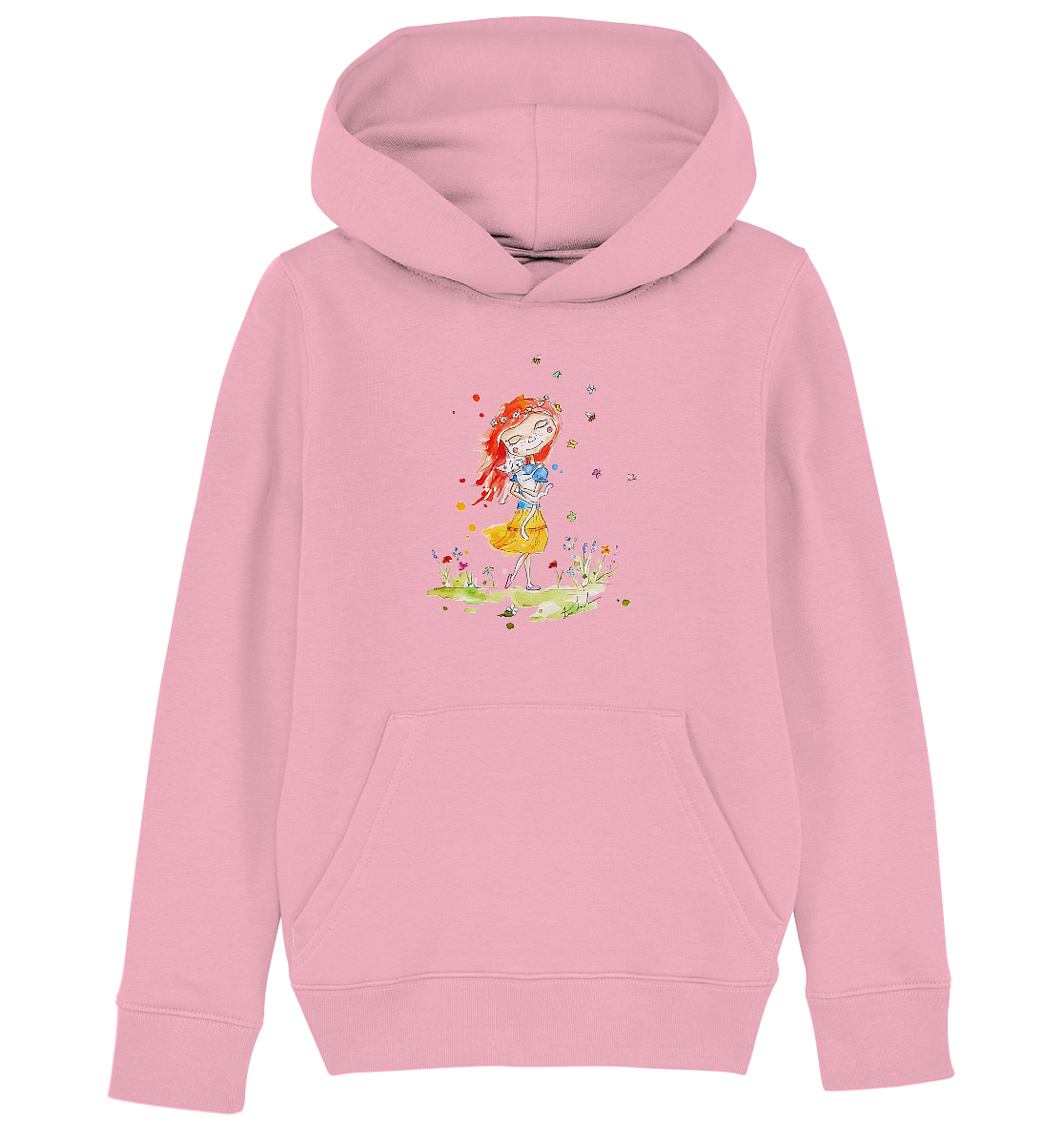 Sommerliches Mädchen mit Katze - Kids Organic Hoodie