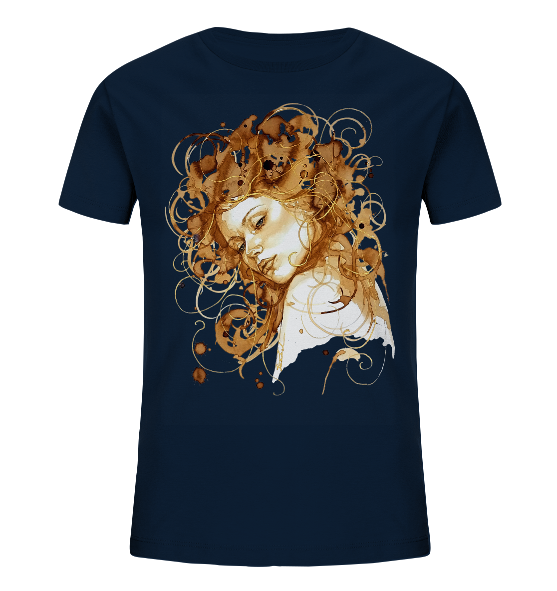 Kaffeemotiv Portrait mit goldenen Haaren - Kids Organic Shirt