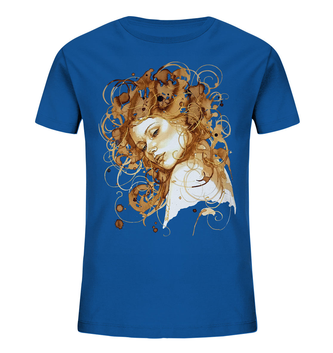 Kaffeemotiv Portrait mit goldenen Haaren - Kids Organic Shirt