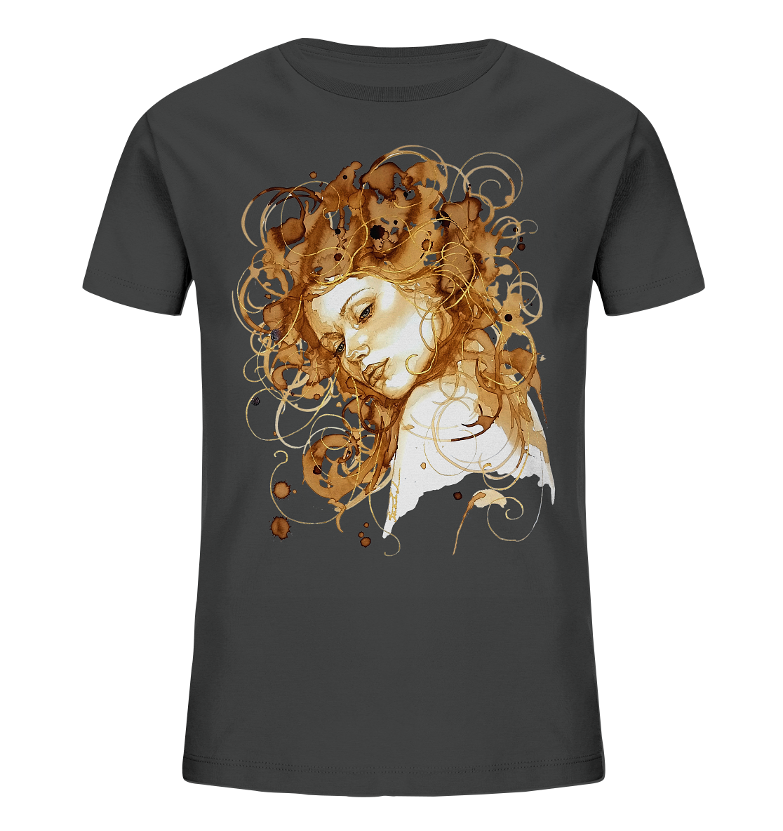 Kaffeemotiv Portrait mit goldenen Haaren - Kids Organic Shirt