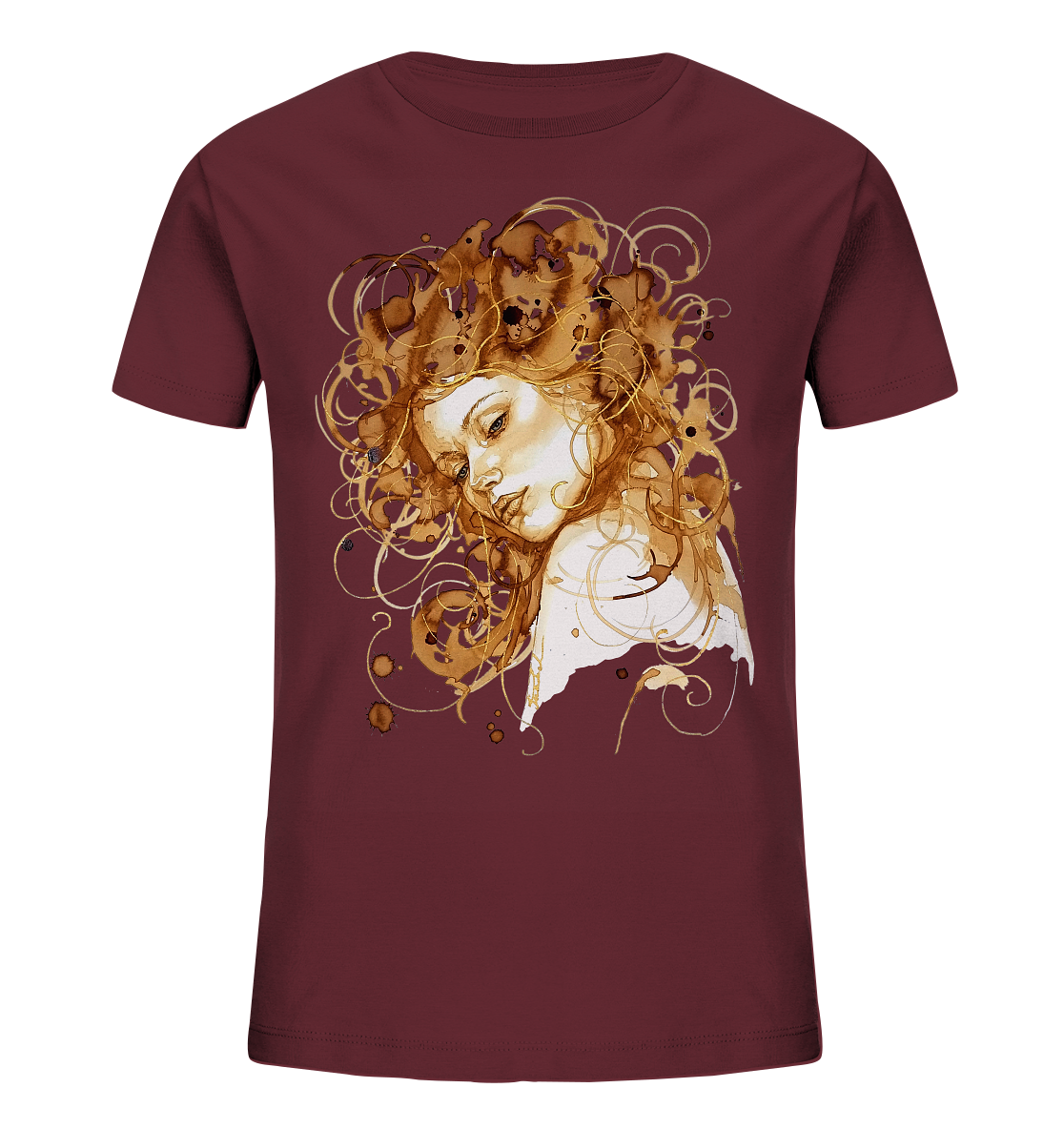 Kaffeemotiv Portrait mit goldenen Haaren - Kids Organic Shirt