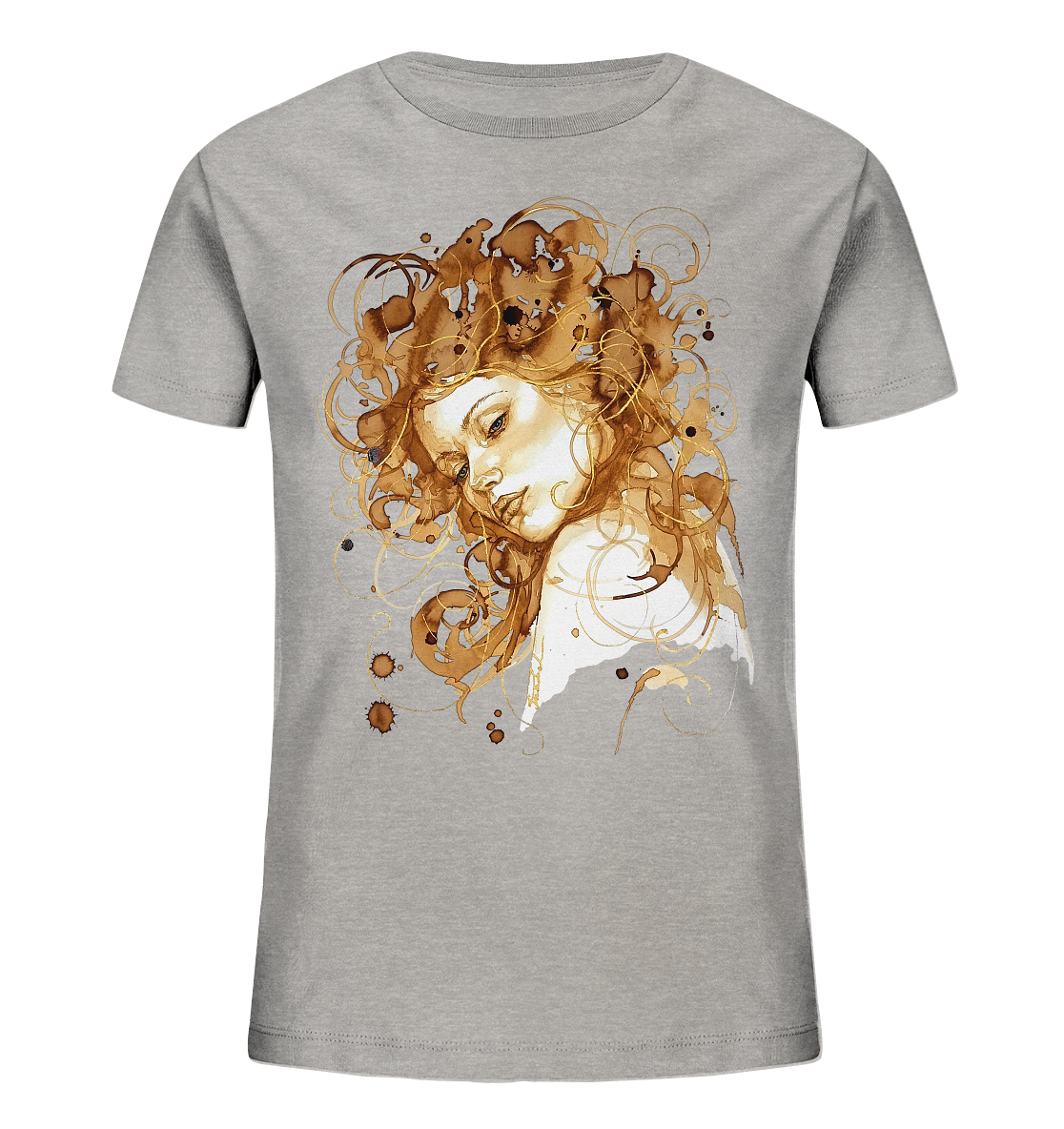 Kaffeemotiv Portrait mit goldenen Haaren - Kids Organic Shirt