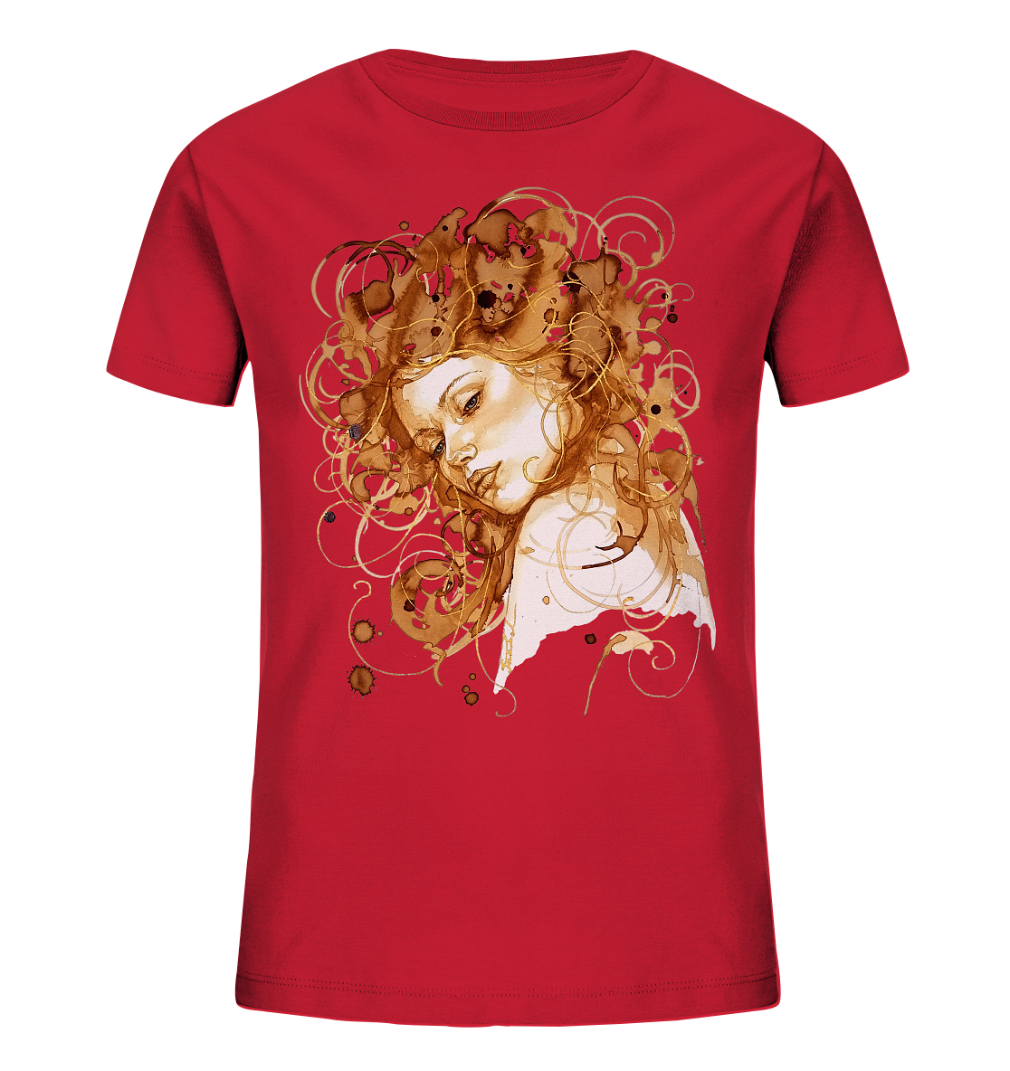 Kaffeemotiv Portrait mit goldenen Haaren - Kids Organic Shirt