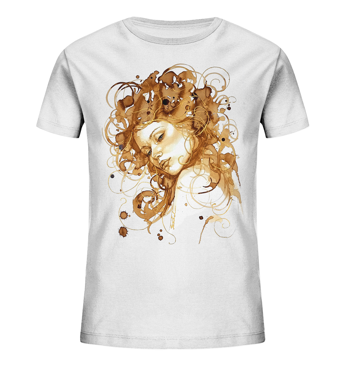 Kaffeemotiv Portrait mit goldenen Haaren - Kids Organic Shirt