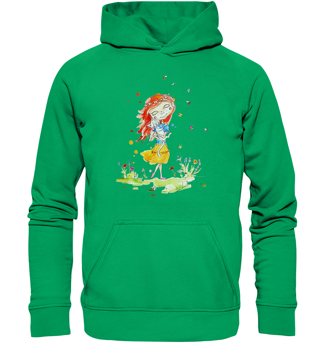 Sommerliches Mädchen mit Katze - Kids Premium Hoodie