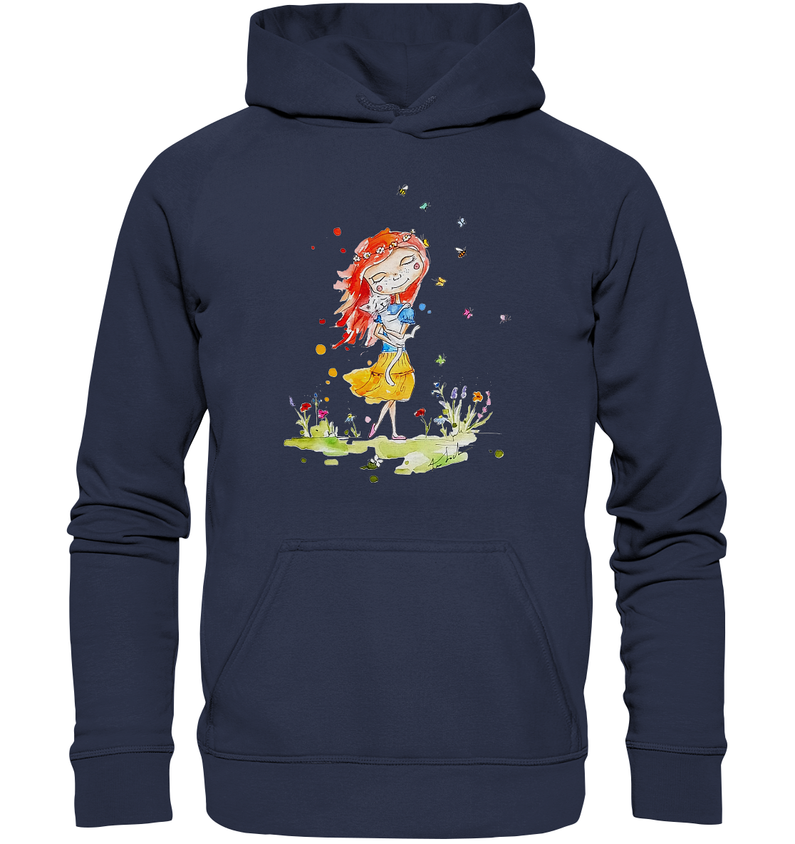 Sommerliches Mädchen mit Katze - Kids Premium Hoodie