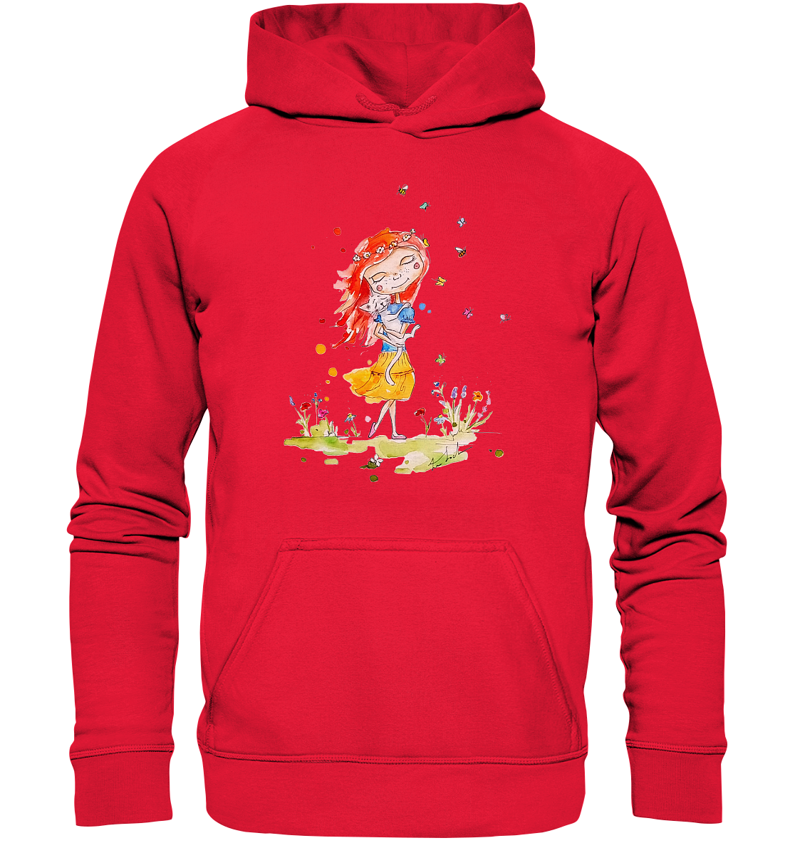 Sommerliches Mädchen mit Katze - Kids Premium Hoodie