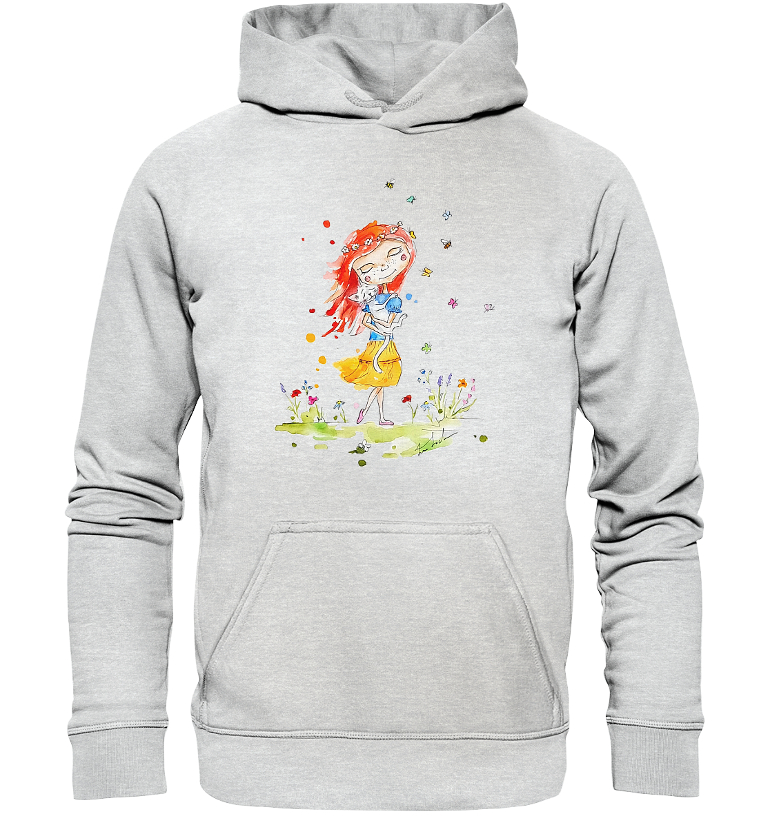 Sommerliches Mädchen mit Katze - Kids Premium Hoodie