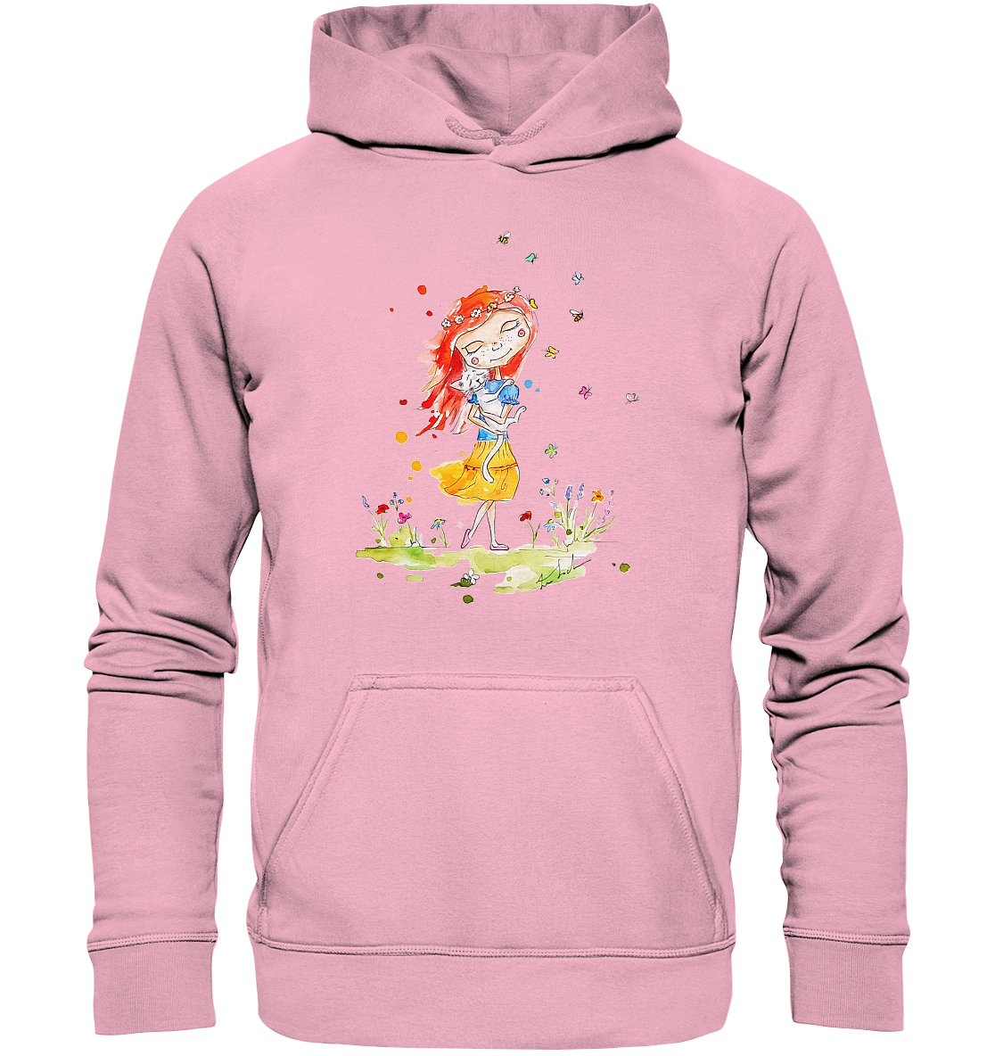 Sommerliches Mädchen mit Katze - Kids Premium Hoodie