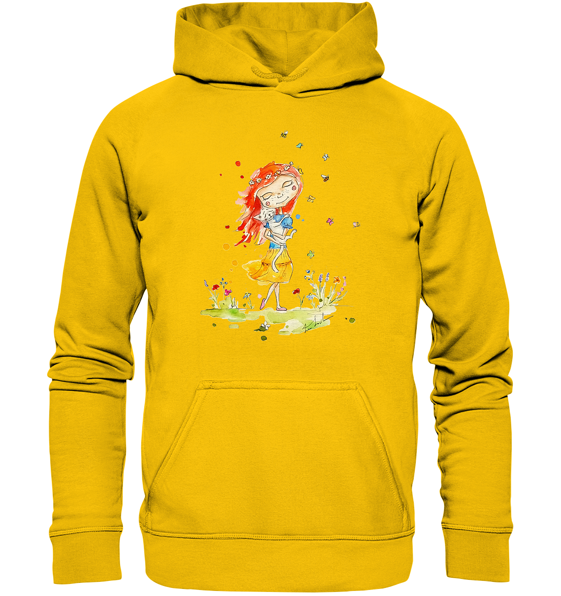 Sommerliches Mädchen mit Katze - Kids Premium Hoodie