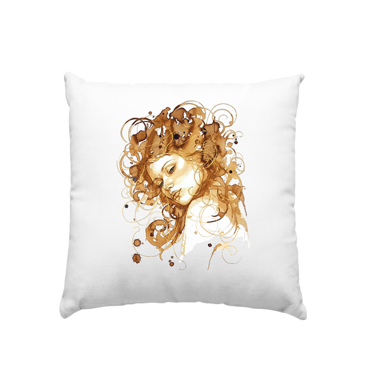 Kaffeemotiv Portrait mit goldenen Haaren - Kissen 40x40cm