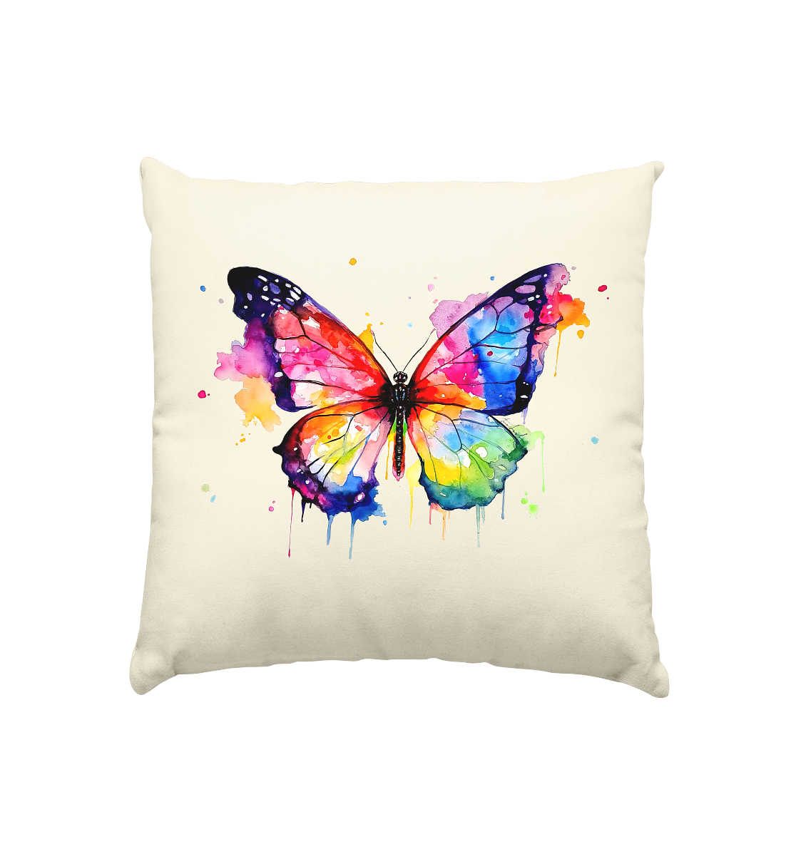 Motiv farbenfroher Schmetterling - Kissen natur 40x40cm