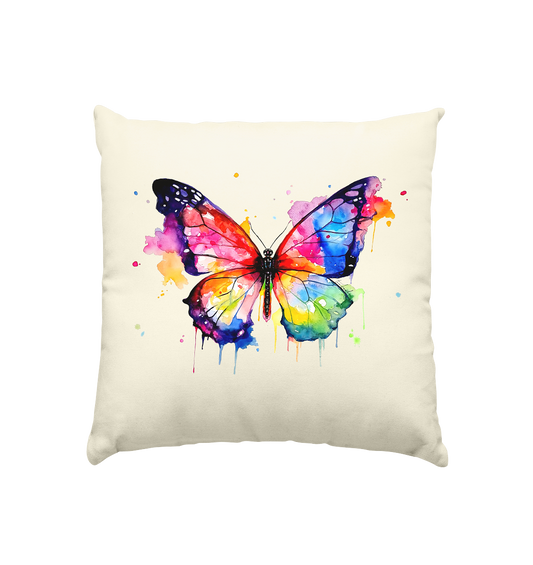 Motiv farbenfroher Schmetterling - Kissen natur 40x40cm