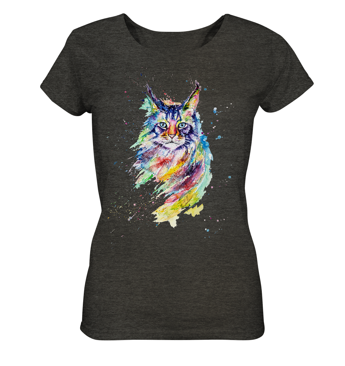 Bunte Katze - Ladies Organic Shirt (meliert)