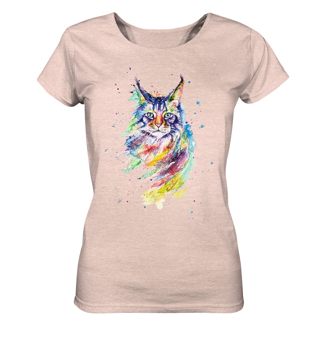 Bunte Katze - Ladies Organic Shirt (meliert)