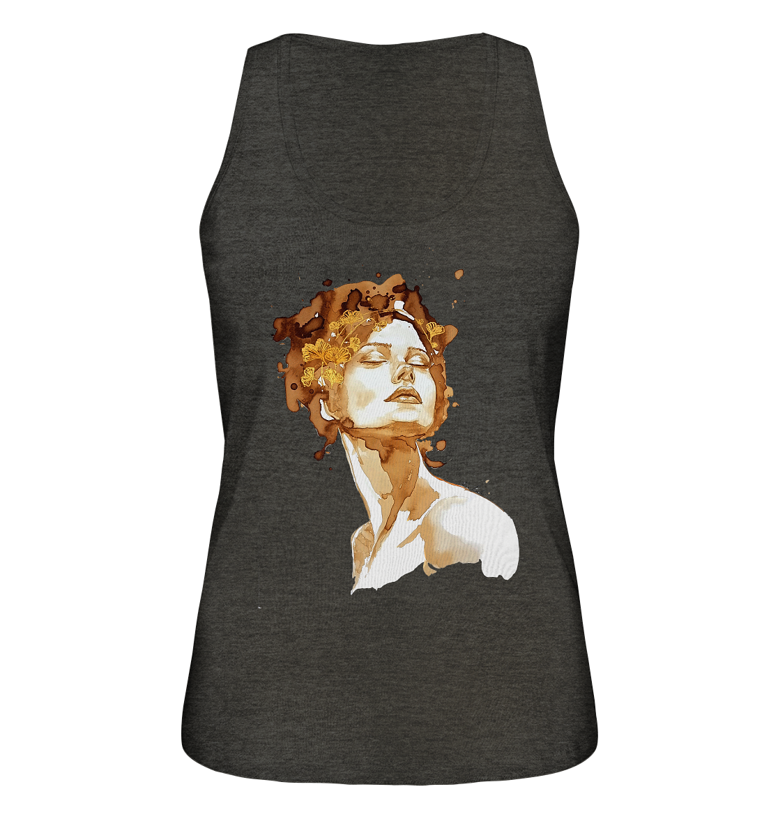 Kaffeemotiv Portrait mit Ginko - Ladies Organic Tank-Top